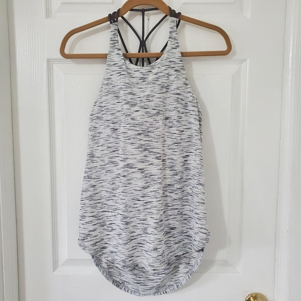 Lululemon Raise The Barre Tank Tiger Space Dye Black White Dark Carbon Size 6